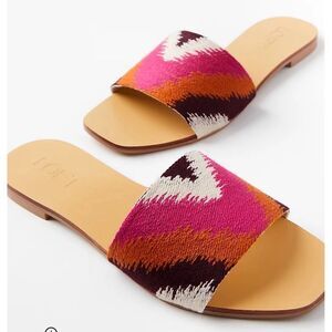 LOFT NIB Ikat Slide Sandals, women’s size 11, pink/orange print